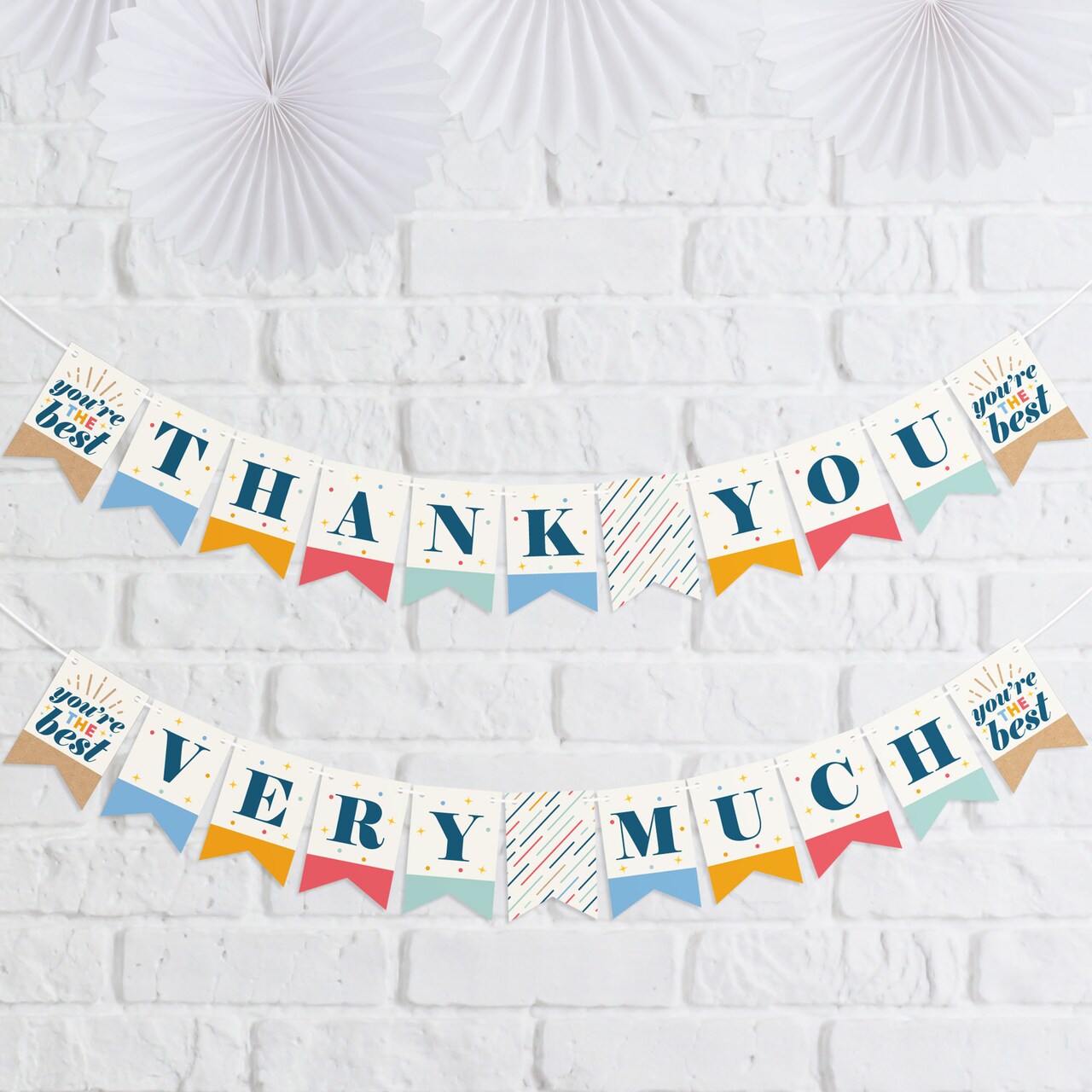 Big Dot of Happiness Thank You So Very Much - Gratitude Mini Pennant Banner - Thank You Very Much
